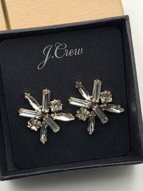 J. Crew Crystal Starburst Fireworks Statement Stud Earrings